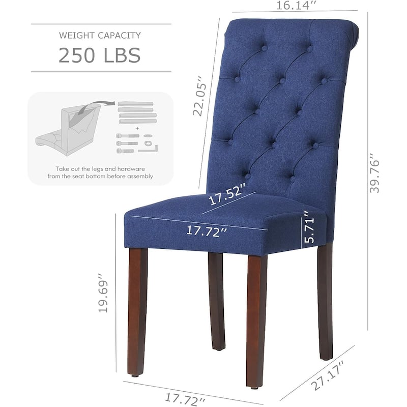 Tufted Parsons Upholstered Dining Side Chairs with Solid Wood Legs and Padded Seat