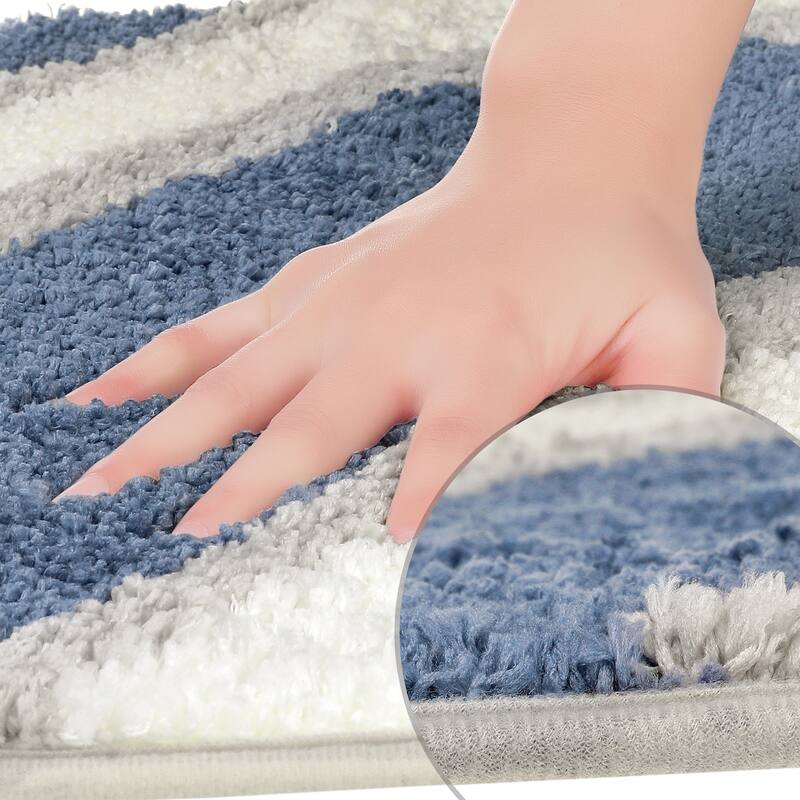 Wavy Stripes Bathroom Rug Mat, Absorbent Bath Rug, Non-Slip Bath Mats for Bathroom Floor, Tub and Shower