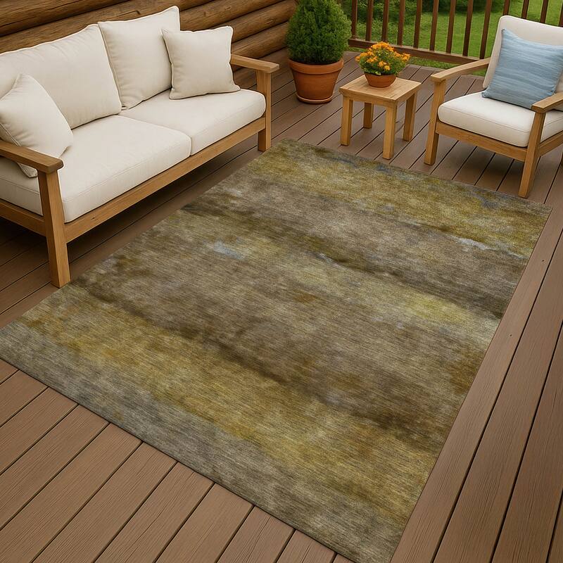 Machine Washable Indoor/ Outdoor Contemporary Ombre Chantille Rug