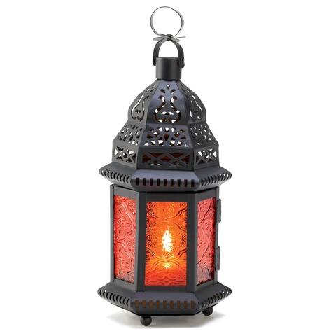 Amber Moroccan Candle Lantern - Orange