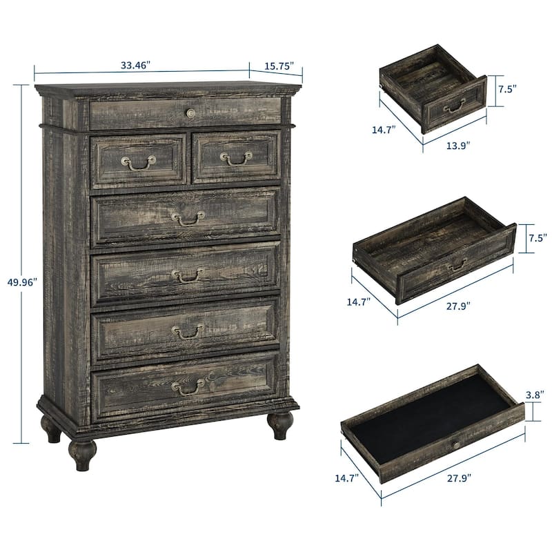 7 Drawer Dressers, with 3 Different Sizes Drawers