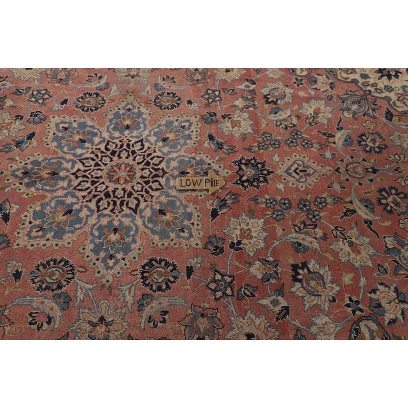 Pink Isfahan Persian Vintage Area Rug Hand-Knotted Wool Carpet - 6'7"x 10'2"