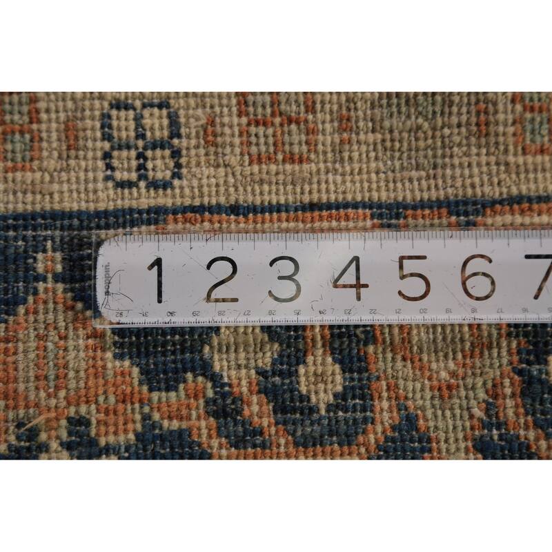 Orange & Blue Heriz Serapi Vegetable Dye Rug Hand-Knotted Wool Carpet - 5'5"x 7'7"