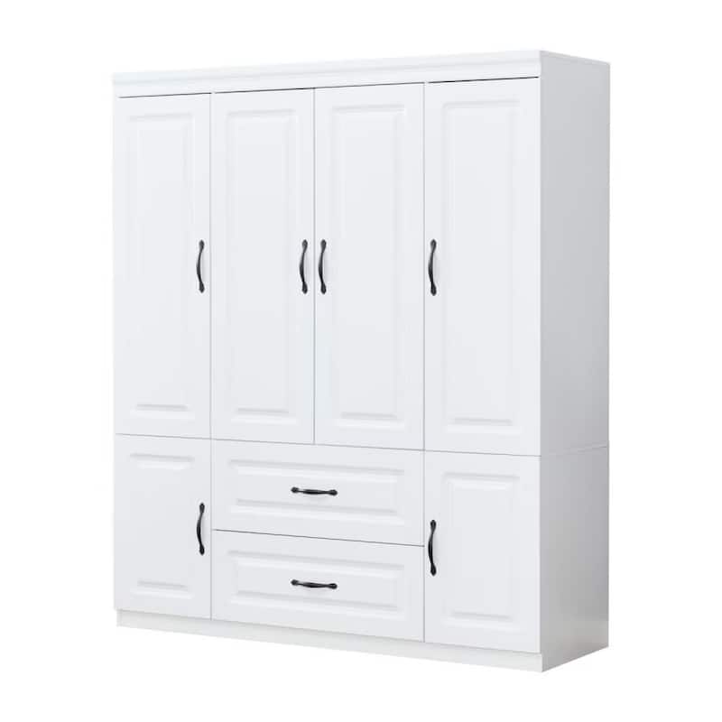 HomeRoots 72" White Six Door Two Drawer Combo Dresser