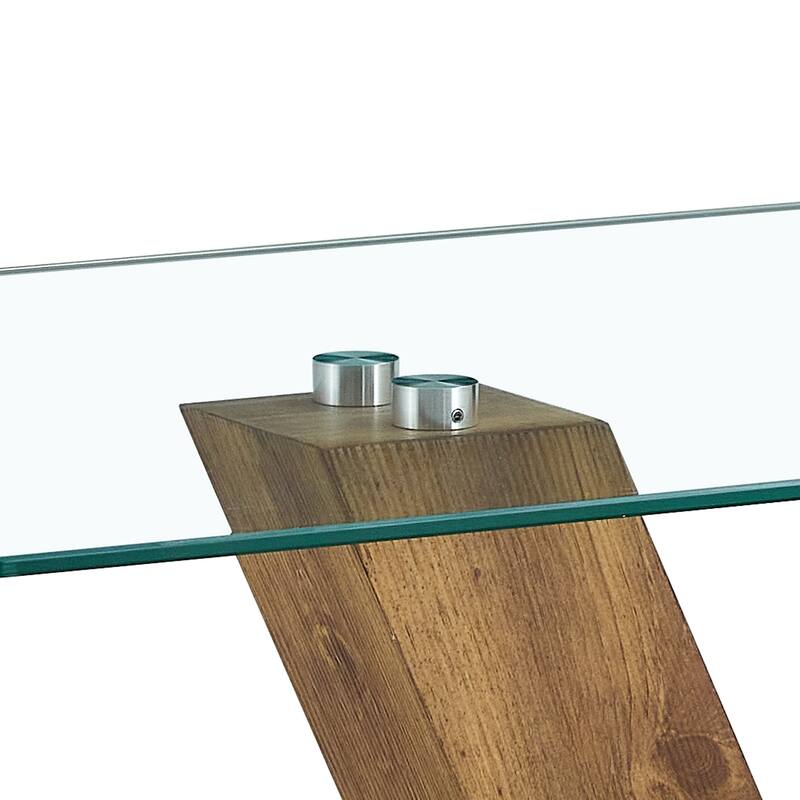 43.3" Modern Rectangular Coffee Table with MDF Pillars and Stable Base for Living Room