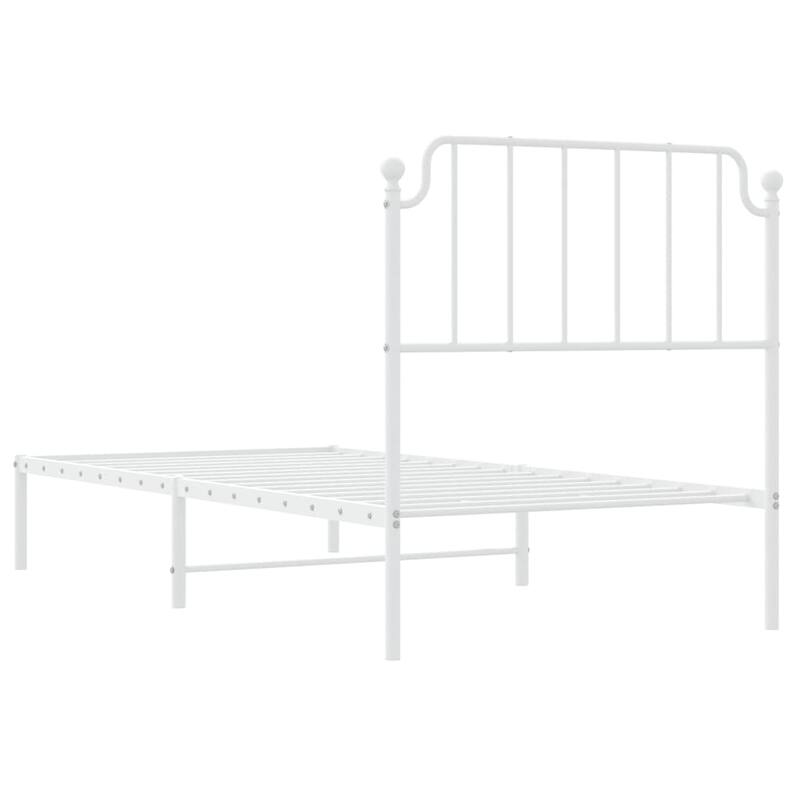 vidaXL Metal Bed Frame Platform Mattress Foundation with Steel Slat Support - 37.4 x 81.5 x 40.2