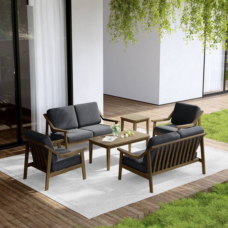 Outdoor Conversation 6 Seater Patio Chat Set with Cushions and Table