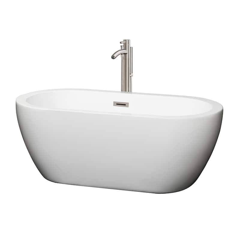 Wyndham Collection Soho 60-inch White Freestanding Soaking Bathtub