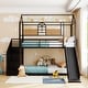 preview thumbnail 4 of 22, Twin Over Twin Metal Bunk Bed, Creativity Kids Bed Metal Platform Bed Frame Housebed with Slide and Storage Stair for Boys Girls
