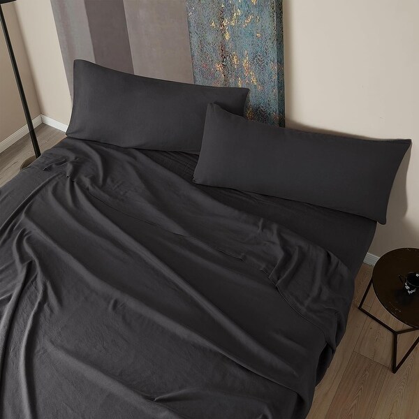 Dark Sky Reserve Bamboo Linen Sheet Set Portugal Made Faded