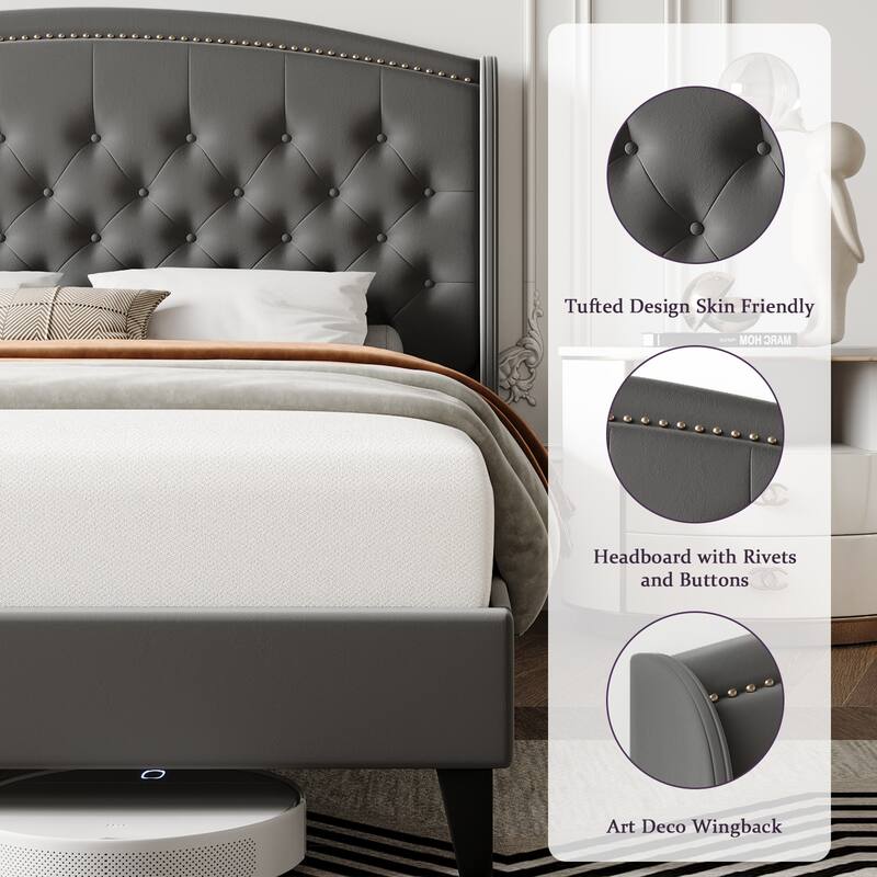 Bed Frame with Upholstered Headboard