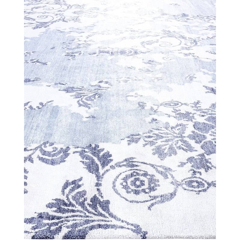 Modern One-of-a-Kind Hand-Knotted Area Rug, Blue - 9' 3" x 12' 4"