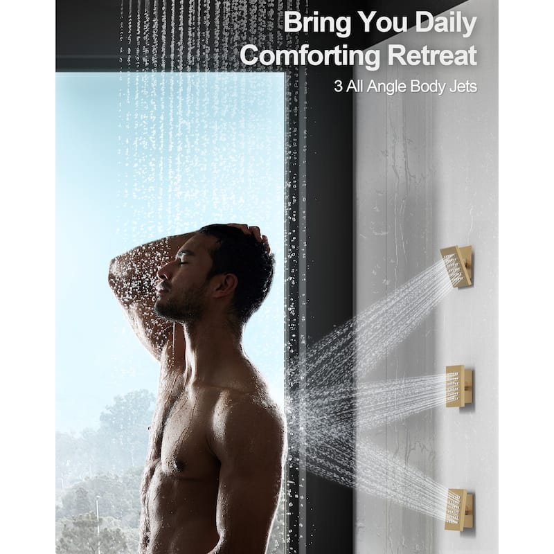 GRANDJOY LED Music Shower System 20" Shower Head with 3 Body Jets