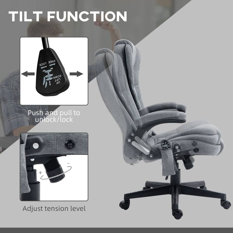 6-point Vibration Waist Massage Office Chair, Comfortable, Breathable, Leisure and Adjustable Backrest Computer Chair