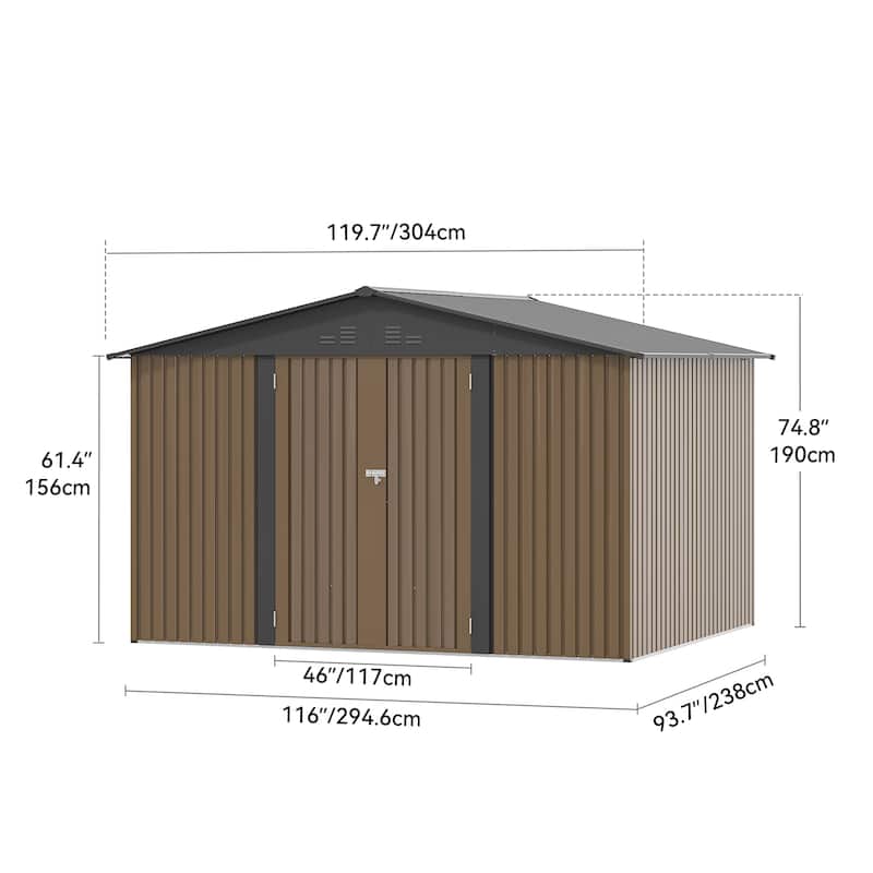 Moasis 10 ft. W x 8 ft. D Steel Storage Shed