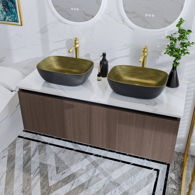 Vintage Aluminium Bathroom Vanity With Countertop Sink Copper Faucet Set