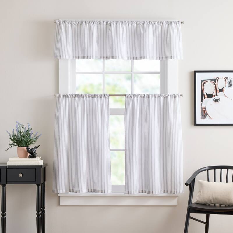 Curtainworks James 3-piece Valance & Tier Pair Set - Grey