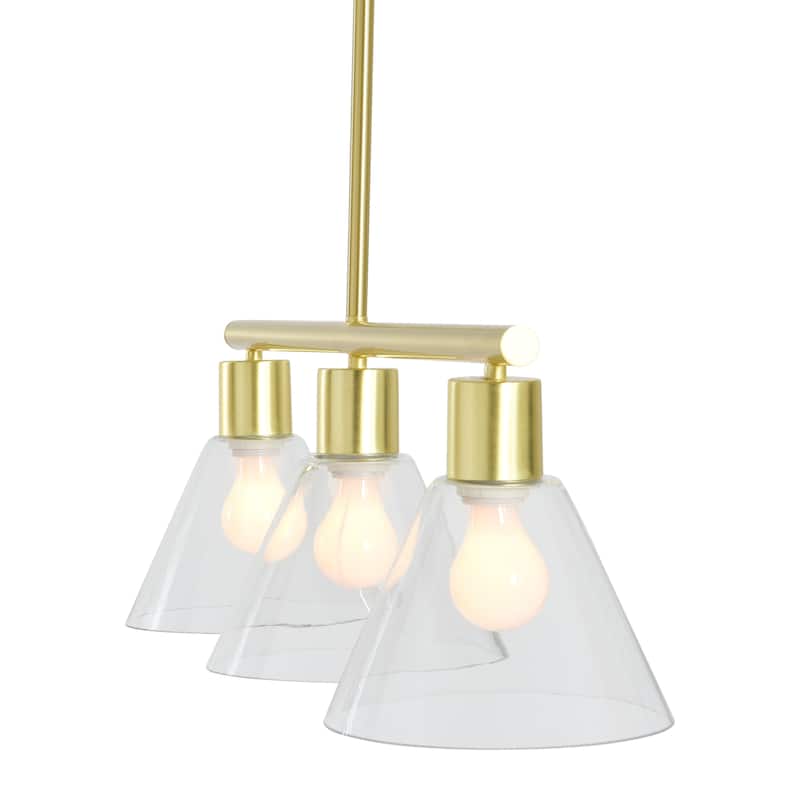 Metal and Glass Linear Chandelier - 33.8"L x 8.6"W x 58.3"H