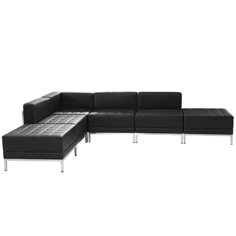 6 Piece LeatherSoft Modular Sectional Configuration - Stainless Steel Legs