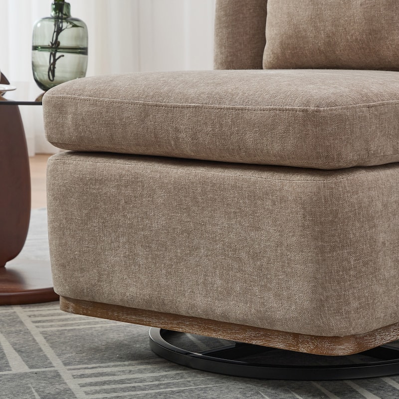 Chenille Armless Swivel Accent Chair