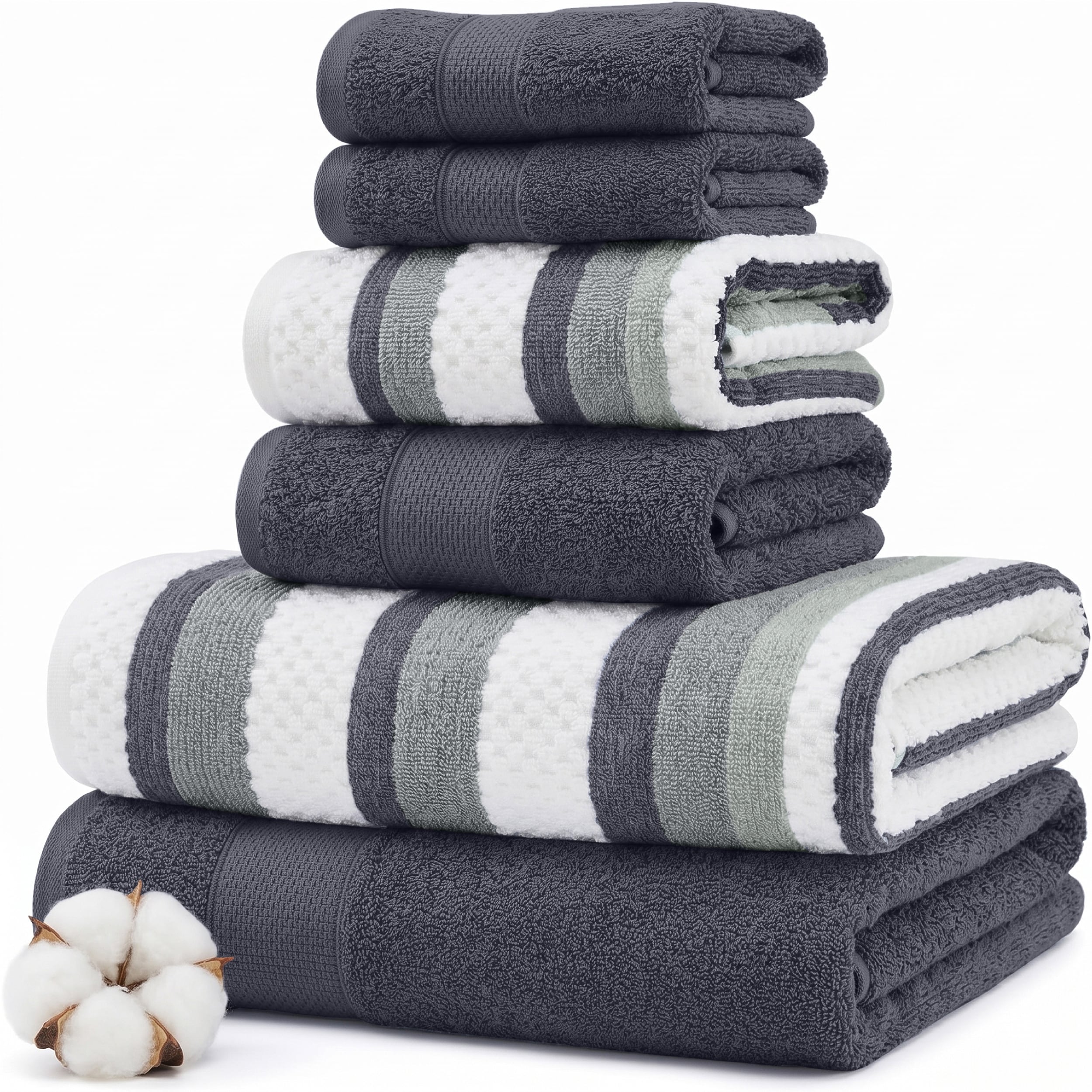 Modern Threads Pax 6-Piece Yarn Dyed 100-Percent Cotton Towel Set