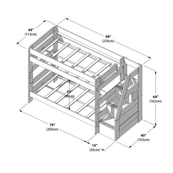 Max and Lily Modern Farmhouse Twin Over Twin Bunk Bed With Staircase