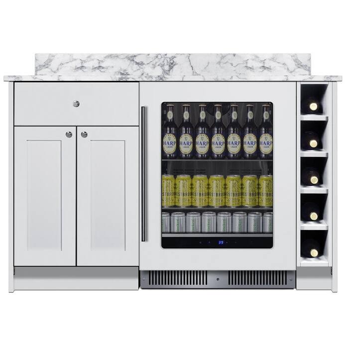 Summit MESA35 Turnkey Mesa 54" Wide Dry Bar - White / Glass