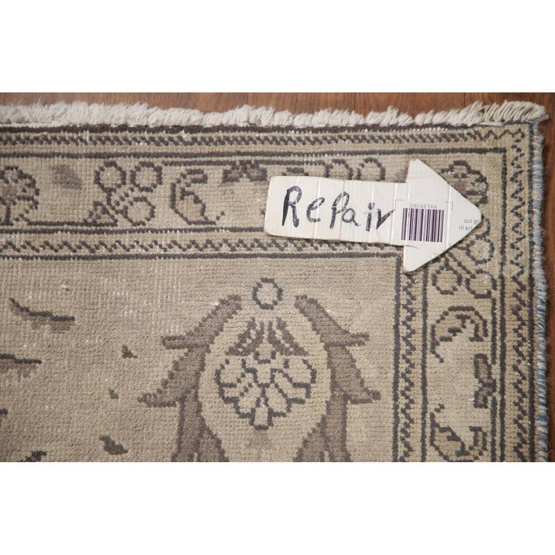 Hand Knotted Oriental 100% Wool Carpet Traditional Floral Beige & Ivories Tabriz Area Rug - 13' 2'' X 9' 10''