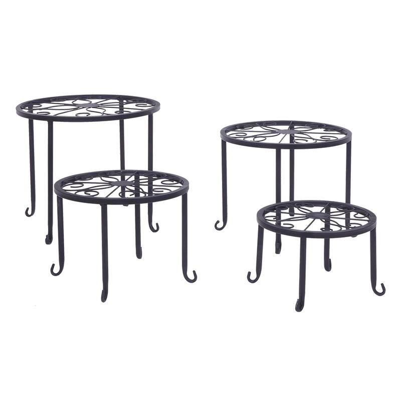4 Pack Plant Stand Metal Potted Flower Stands Indoor/Outdoor Display Shelf Garden Balcony