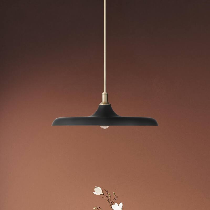 Hunter Moriso Matte Black and Modern Brass Pendant - Contemporary - 22" 1-Light