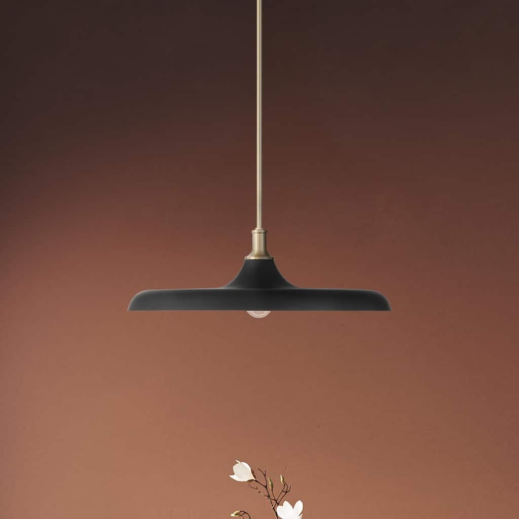 Hunter Moriso Matte Black and Modern Brass Pendant - Contemporary