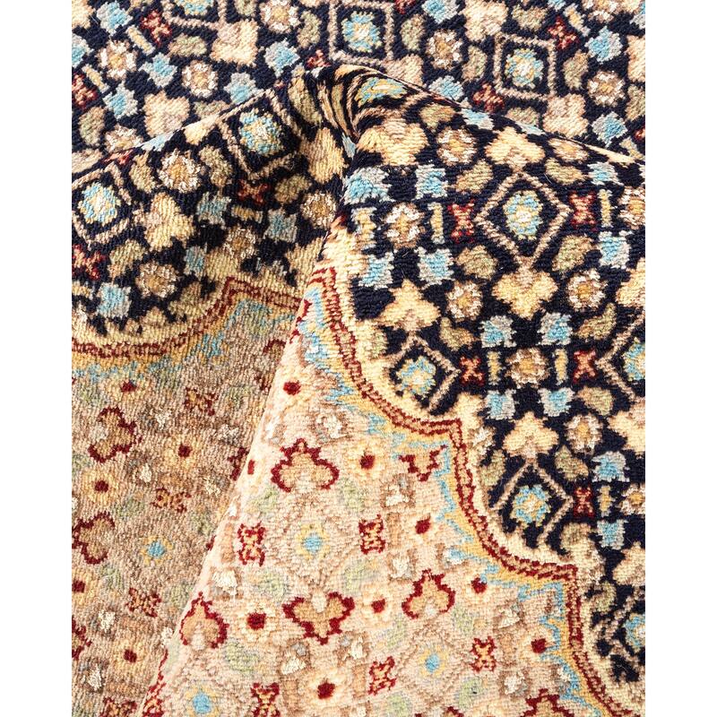 Overton Hand Knotted Wool Vintage Inspired Traditional Mogul Blue Area Rug - 9 x 12