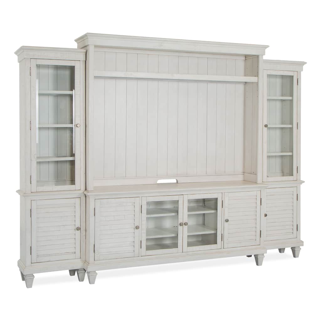 Magnussen Home Newport Alabaster Entertainment Wall - 114"W x 18"D x 86"H