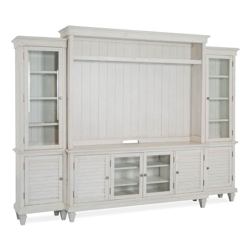 Magnussen Home Newport Alabaster Entertainment Wall - 114"W x 18"D x 86"H - 114"W x 18"D x 86"H - White