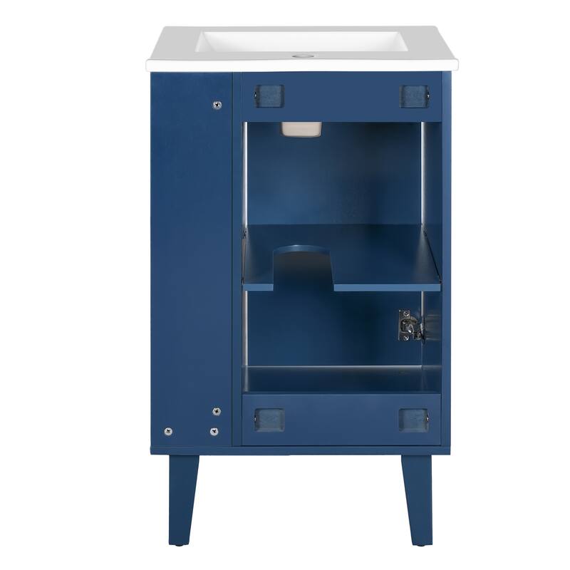 20'' Freestanding Bathroom Vanity with Single Integrated White Ceramic Sink - 20.3'' x 18.5'' x 33.9''