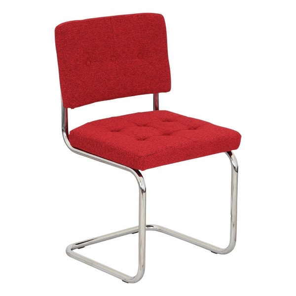 slide 2 of 18, Breuer Chair Company Aurora Cushion Padded Seat & Cushion Back Cantilever Side Chair w Chrome Frame (Various Upholstery Fabrics) Grisu 306 Red Fabric