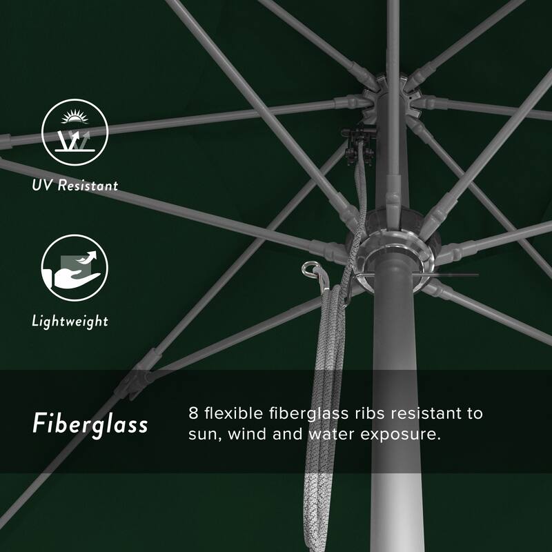 California Umbrella 11' Rd Aluminum Frame, Fiberglass Rib Market Umbrella, Push Open, Anodized Silver Finish, Olefin Fabric