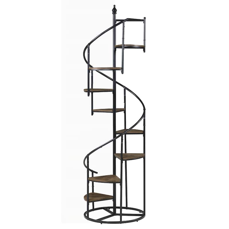 Unique Rustic Industrial Bookshelf with Spiral Design and Multiple Shelves for Versatile Storage