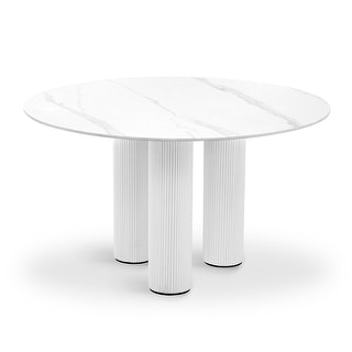 Modern Minimalist Round Matte Sintered Stone Dining Table - Bed Bath ...