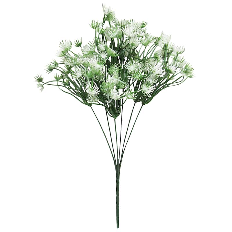 Set of 3 Artificial Queen Anne's Lace Flowering Leaf Stem Plant Greenery Foliage Bush 14in - 14" L x 8.5" W x 8.5" DP - White