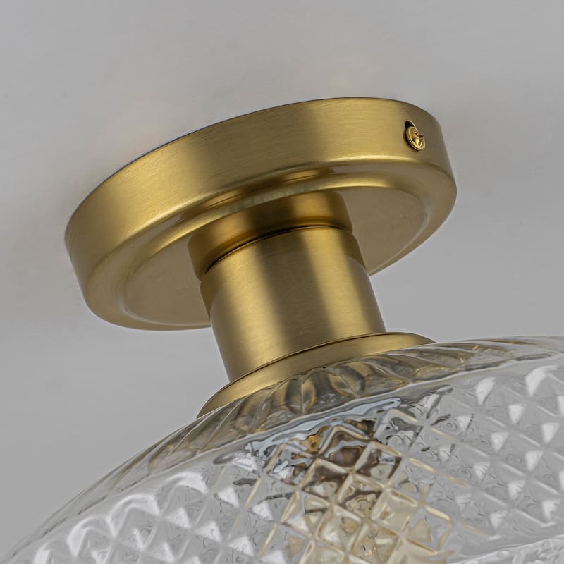 10'' Mid-Century Textured Glass Semi Flush Mount