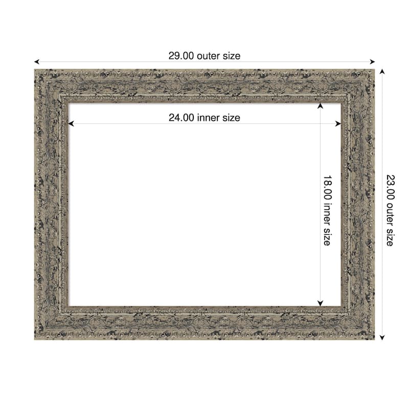 Attic Aged Framed Dry Erase Magnetic Board - 29 x 23 in - Attic Aged Silver