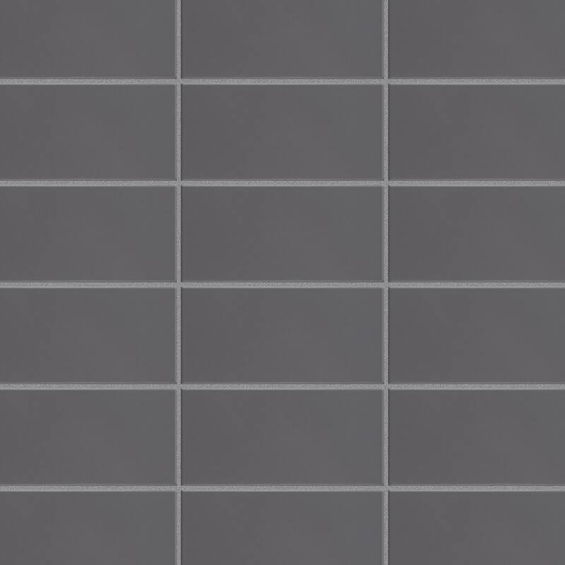 Merola Tile BioTech Piscina Brick Dark Grey Glossy 4-3/4" x 9-5/8" Porcelain Floor and Wall Tile - Case (34 Tiles)