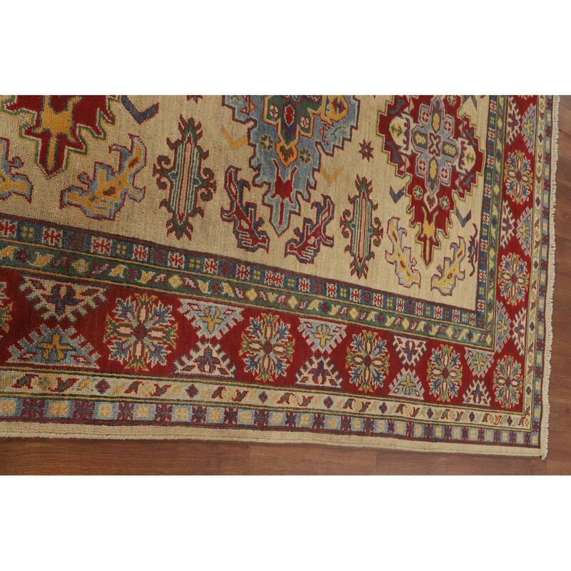 Kazak Area Rug Handmade Oriental Yellow Wool Carpet - 5'2" x 6'7"