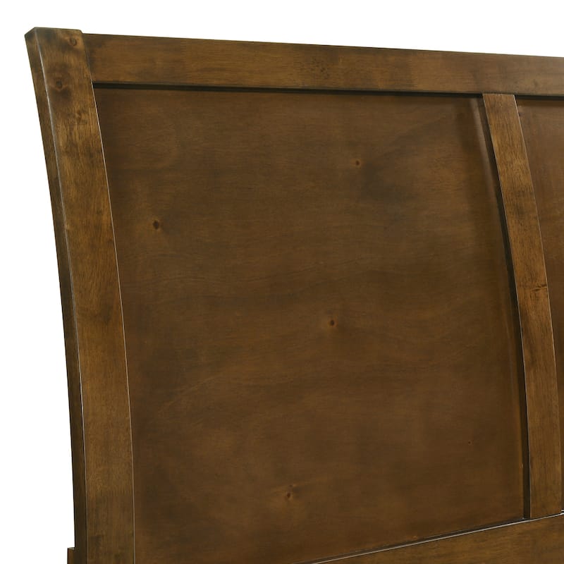 Lary Queen Bed with Sleigh-Style Headboard and Slat Kit, Walnut Brown