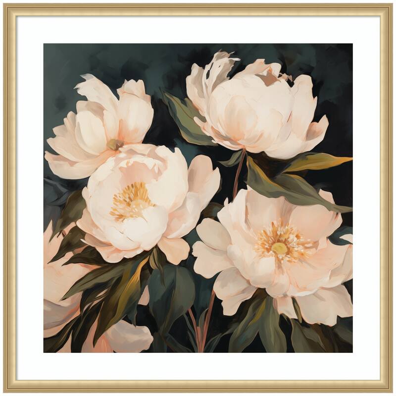 Kate and Laurel Framed Art Beautiful Painterly Floral Bouquets 2 by The Creative Bunch Studio - 34x34 - Gold