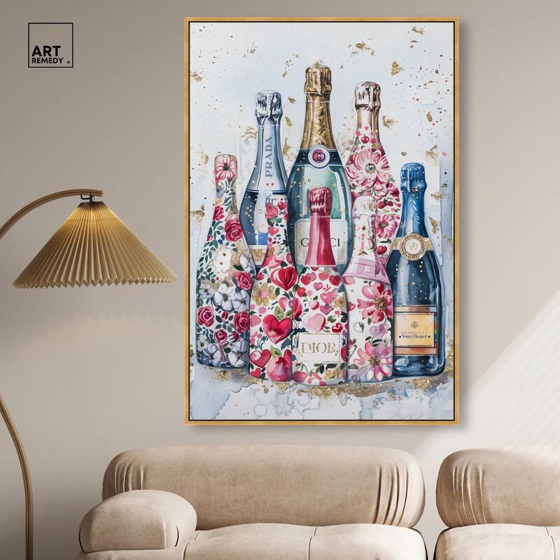 Intricate Floral Champagne Canvas by Art Remedy
