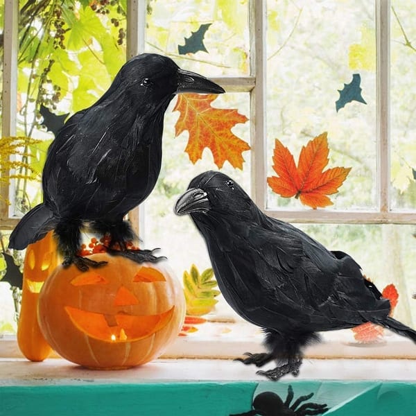 Halloween Realistic Crow Black Feather Crow Halloween Feathered Crows, 6 main image 2