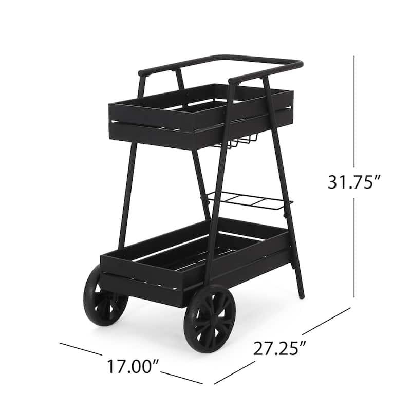 Rex Outdoor Metal Bar Cart by Christopher Knight Home