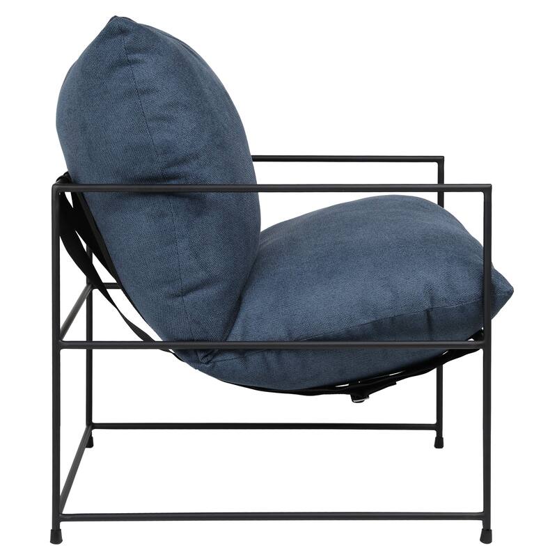 Brooks Black Iron Hammock Style Occasional Chair with Cushion